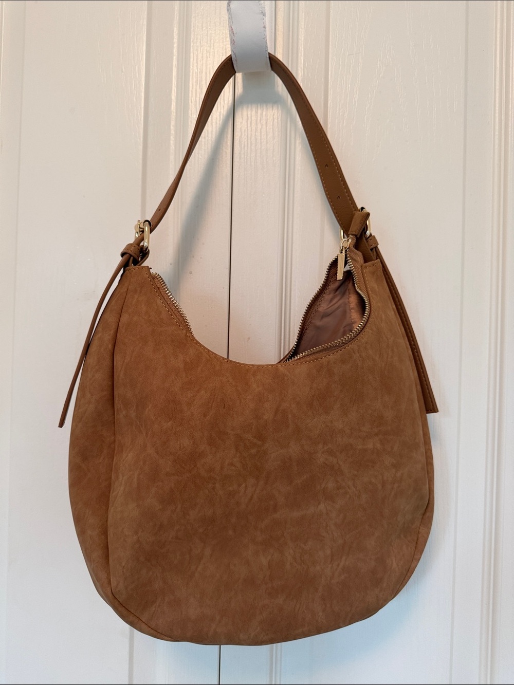 Everyday Suede Hobo Bag in Cognac